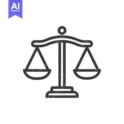 Aset desain premium: Minimalist Scales of Justice Icon: Law, Balance, and Fairness Symbol