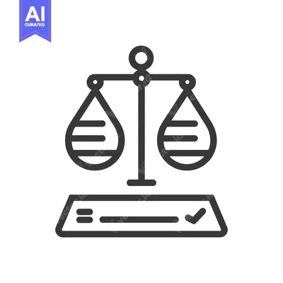 Scales of Justice Above Checkmark on a Rectangle