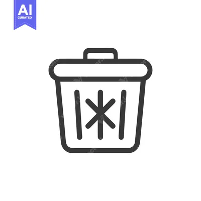 Aset premium populer: Minimalist Trash Can Icon with Asterisk Symbol, Dark Gray Outline