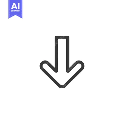 Aset premium populer: Simple Down Arrow Icon with Rounded Edges on White Background