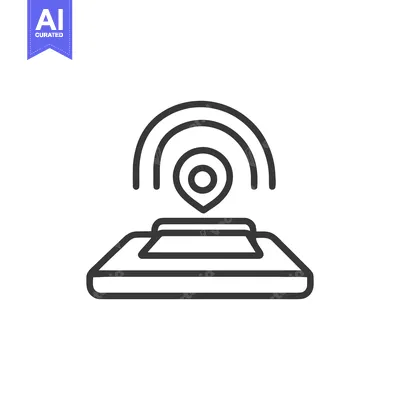Premium design asset: Minimalist Location Pin Icon on Smartphone with Signal Waves