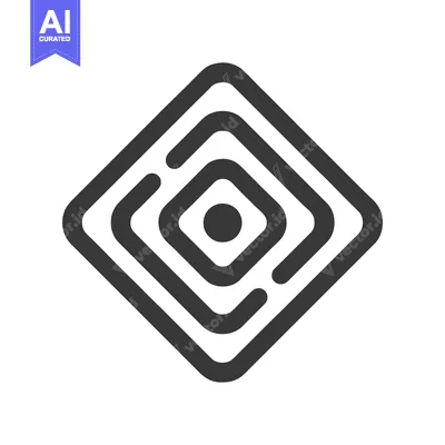 Aset premium populer: Concentric Diamond Icon: Minimalist Geometric Design with Rounded Corn