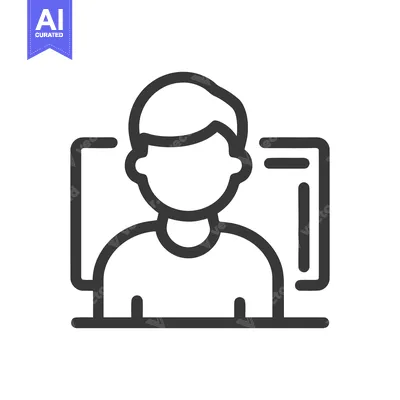 Aset desain premium: Minimalist Avatar Icon: Person with Frames, Dark Gray Outline