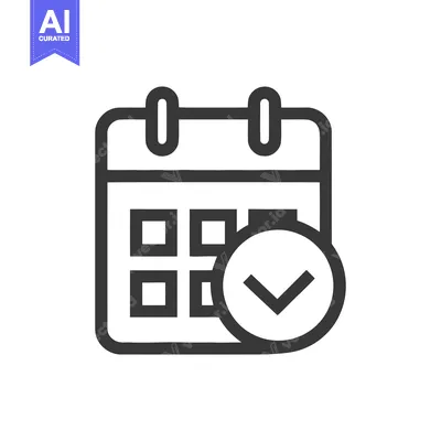 Calendar Icon with Checkmark: Schedule Completed, Task Done, Appointme