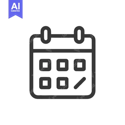 Minimalist Calendar Icon with Marked Date, Dark Gray Outline