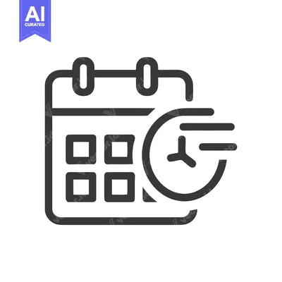 Calendar with Clock Icon: Schedule and Time Management Symbol in Outli