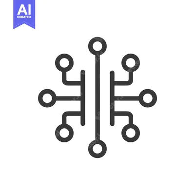 Premium design asset: Symmetrical Circuit Board Icon with Rounded Connections on White Backg