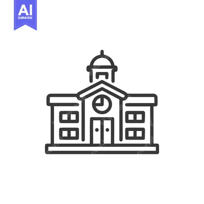 Popular premium asset: Minimalist Line Art: Classic Building with Clock Tower Icon