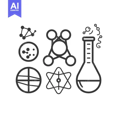 Aset desain premium: Science and Chemistry Symbols with Beaker and Atom