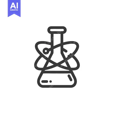 Popular premium asset: Science Icon: Erlenmeyer Flask with Atomic Orbitals, Black Line Art