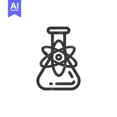 Popular premium asset: Science Icon: Erlenmeyer Flask with Atom Symbol in Bold Line Art Style