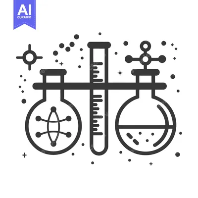 Aset desain premium: Scientific Experiment with Beakers, a Graduated Cylinder, and Molecula