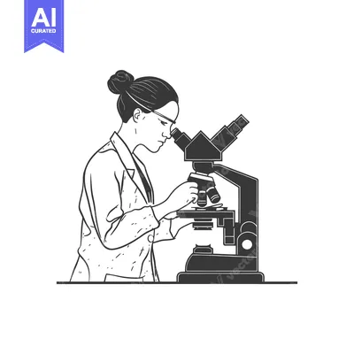 Aset desain premium: Scientist Looking Through a Microscope