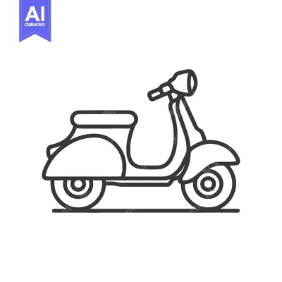 Minimalist Scooter Outline: Clean Vector Illustration on White Backgro
