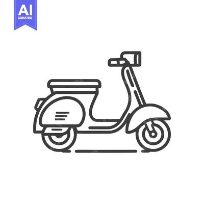 Aset desain premium: Minimalist Scooter Icon: Clean Line Art Illustration on White Backgrou
