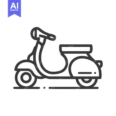 Aset premium populer: Minimalist Scooter Icon: Retro Design with Bold Outline on White Backg