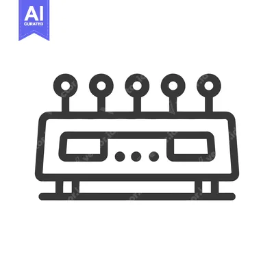 Aset premium populer: Modern Router Icon with Five Antennas, Minimalist Design