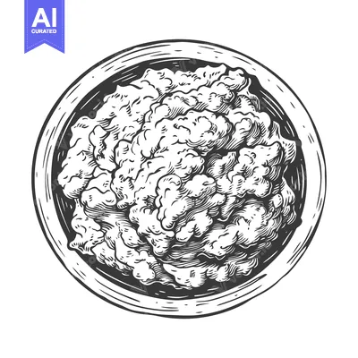 Illustration depicting a bowl of a creamy or fluffy food item