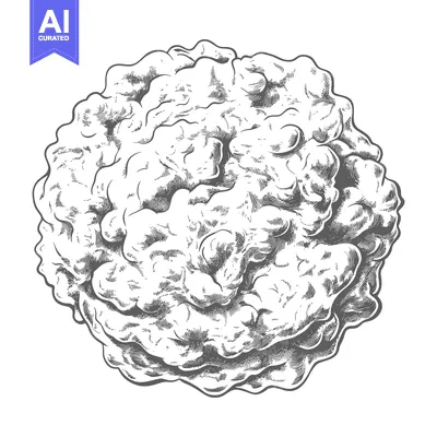 Aset premium populer: A detailed ink drawing depicting a puffy circular cloud like structure