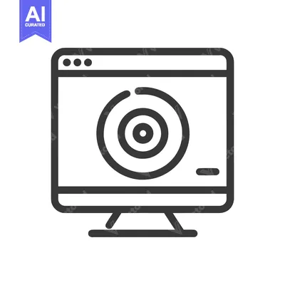 Aset premium populer: Minimalist Computer Icon with Target Graphic on Screen, Isolated