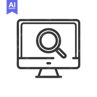 Premium design asset: Computer Screen with Magnifying Glass Icon, Search Concept, Outline St