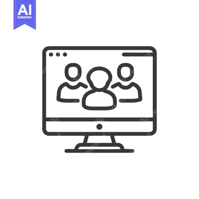 Premium design asset: Virtual Meeting Icon: People on Computer Screen Outline