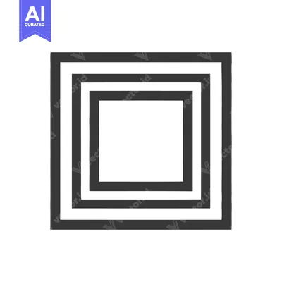 Aset desain premium: Concentric Square Design: Minimalist Geometric Art in Gray and White