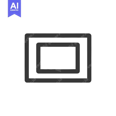 Aset desain premium: Concentric Rectangles: Minimalist Black Outline on White Background, G