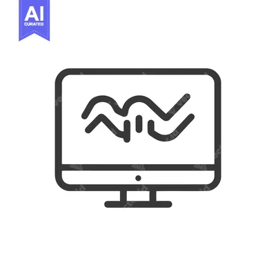 Popular premium asset: Monitor Displaying Oscillating Waveform, Dark Line Art on White Backgr