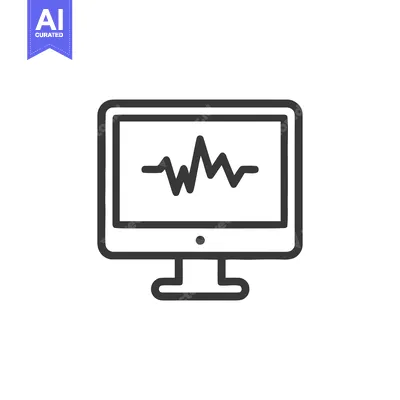 Aset premium populer: Heartbeat Monitor Icon: Medical Technology Displaying Vital Signs