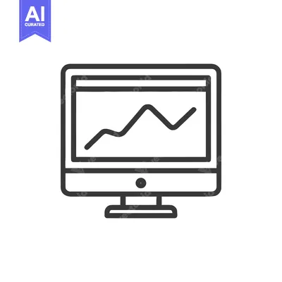 Aset desain premium: Minimalist Computer Icon with Rising Graph, Business Success Concept