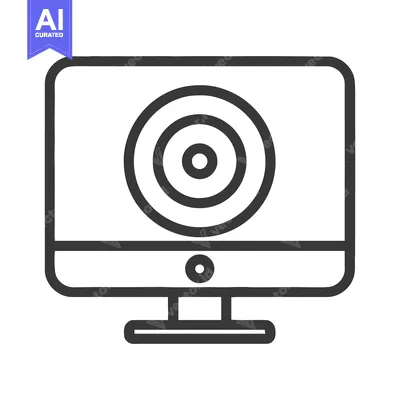 Aset desain premium: Minimalist Webcam Icon: Clean Line Art for Digital Communication