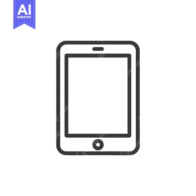 Aset premium populer: Minimalist Tablet Icon: Sleek Design with Rounded Edges and Home Butto
