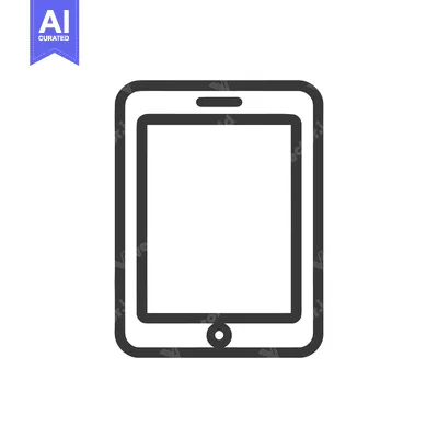 Aset desain premium: Minimalist Tablet Icon: Clean Line Art for Digital Interface Design