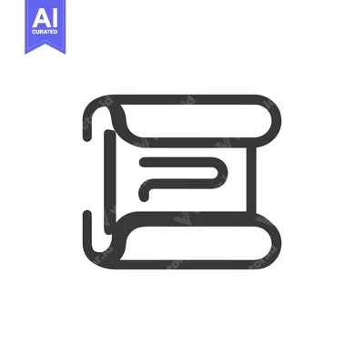Aset desain premium: Minimalist Scroll Icon: Ancient Document, Dark Gray Outline on White B