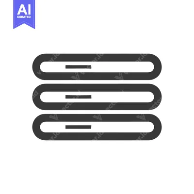 Aset premium populer: Minimalist Data Storage Icon: Three Rounded Rectangles with Horizontal