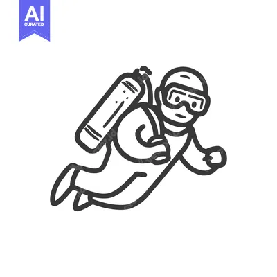 Aset premium populer: Monochromatic Scuba Diver Icon with Tank and Goggles on White Backgrou