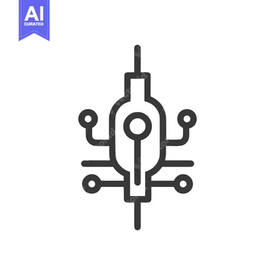 Aset desain premium: Minimalist Circuit Icon: Futuristic Technology, Clean Design, Vector I