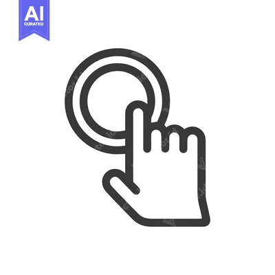 Aset desain premium: Finger Pressing Button Icon, Simple Line Art, Vector Illustration