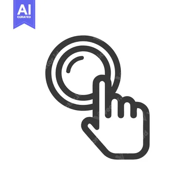 Aset desain premium: Finger Tapping Round Button: Minimalist Vector Icon for Interaction