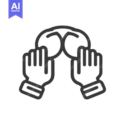 Aset desain premium: Hands Holding Brain Icon: Mental Health Support Symbol