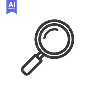 Aset desain premium: Sleek Magnifying Glass Icon: Minimalist Design for Search and Discover