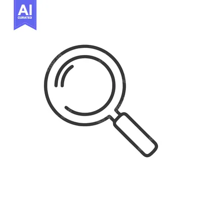Simple Magnifying Glass Icon, Minimalist Line Art on White Background
