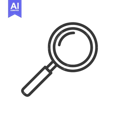 Aset desain premium: Simple Magnifying Glass Icon, Bold Outline, Minimalist Design on White