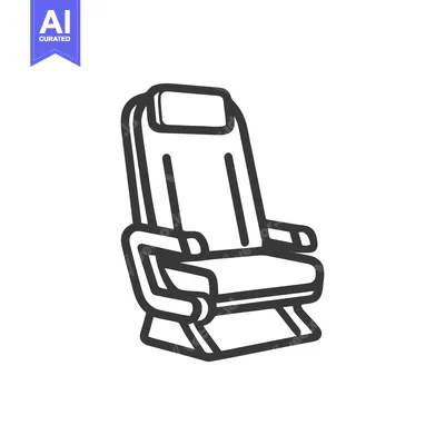 Airplane Seat Icon: Minimalist Design with Headrest and Armrests