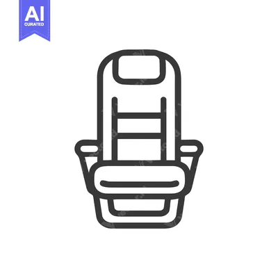Aset desain premium: Minimalist Airline Seat Icon: Bold Outline, Modern Design, Travel Symb
