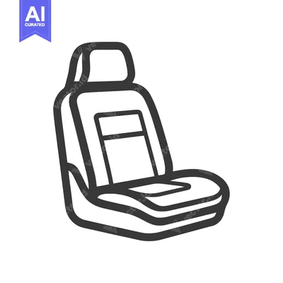 Aset desain premium: Stylized Car Seat Icon: Automotive Interior Comfort Symbol in Bold Out