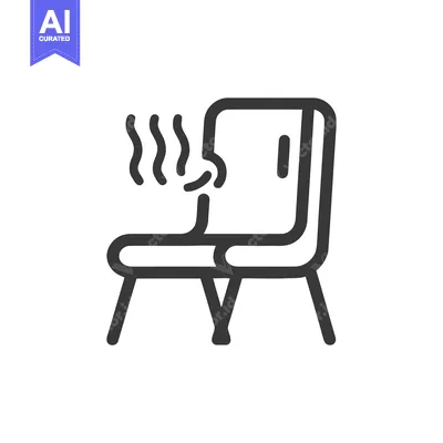 Aset premium populer: Quirky Chair Icon with Steam, Minimalist Design on White Background