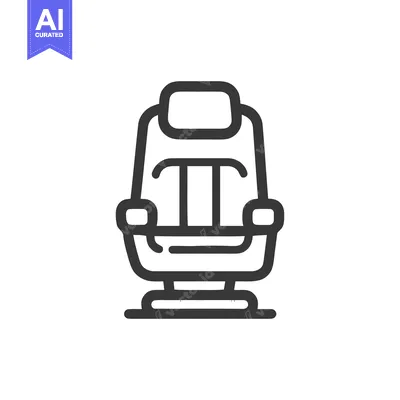 Aset premium populer: Minimalist Chair Icon: Modern Design with Bold Outline on White
