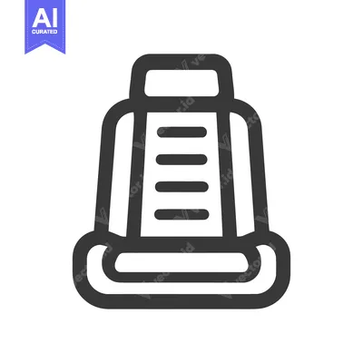 Car Seat Icon: Automotive Interior Symbol, Black Outline on White Back